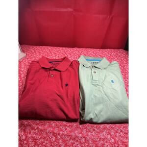 IZOD Men's Advantage Short Sleeve Red & Green Polo Lot Medium V1